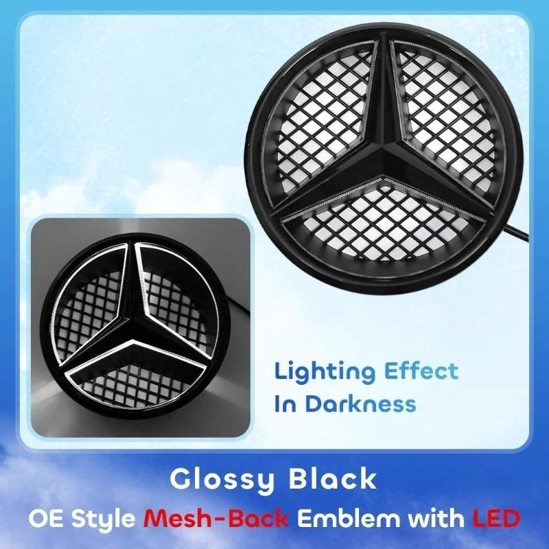 Car Front Grill Emblem Star Badge 3D Mirror OE Style Flat Surface For Mercedes Benz W245 W204 X204 B180 B200 B250 C280 C300 C350