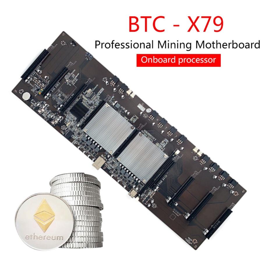 

BTC X79 Dual CPU Miner Motherboard DDR3 8 PCI-E X16 with E5-2620 CPU RECC 8G DDR3 Memory 120G MSATA SSD For Support 3060 GP