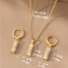 Luxurious and Elegant Cylindrical Pendant Earrings and Necklace Set, Elegant and Grand Women's Water Drop Clavicle Chain, Bridal Wedding Jewelry
