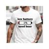 T-shirt Divertente da Uomo Taglia Europea - Grafica Batteria Scarica Necessita Birra - Maglietta Novità Umoristica per Feste con Birra, Manica Corta Streetwear Casual