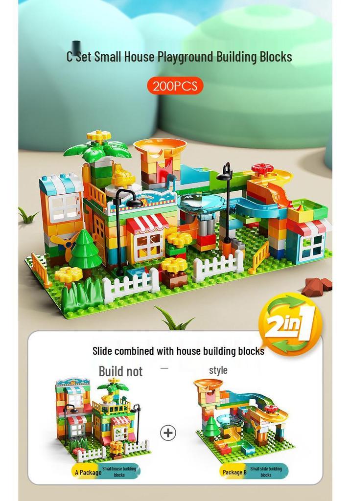 Feile House Slide Building Blocks for Kids 3+ - Hands-on Early Education Toy with Large Parts, Free Shipping