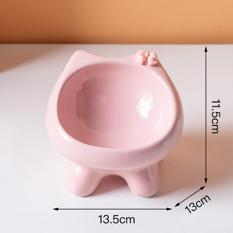 Cute Ceramic Pet Bowl Elevated Cat Bowl Protects Cervical Vertebrae Pet Supplies
