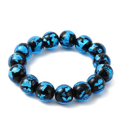 Glowing Firefly Glass 14mm Bead Bracelet Blue Luminous Type Blue Dragonfly Ball [036bt-14-15]
