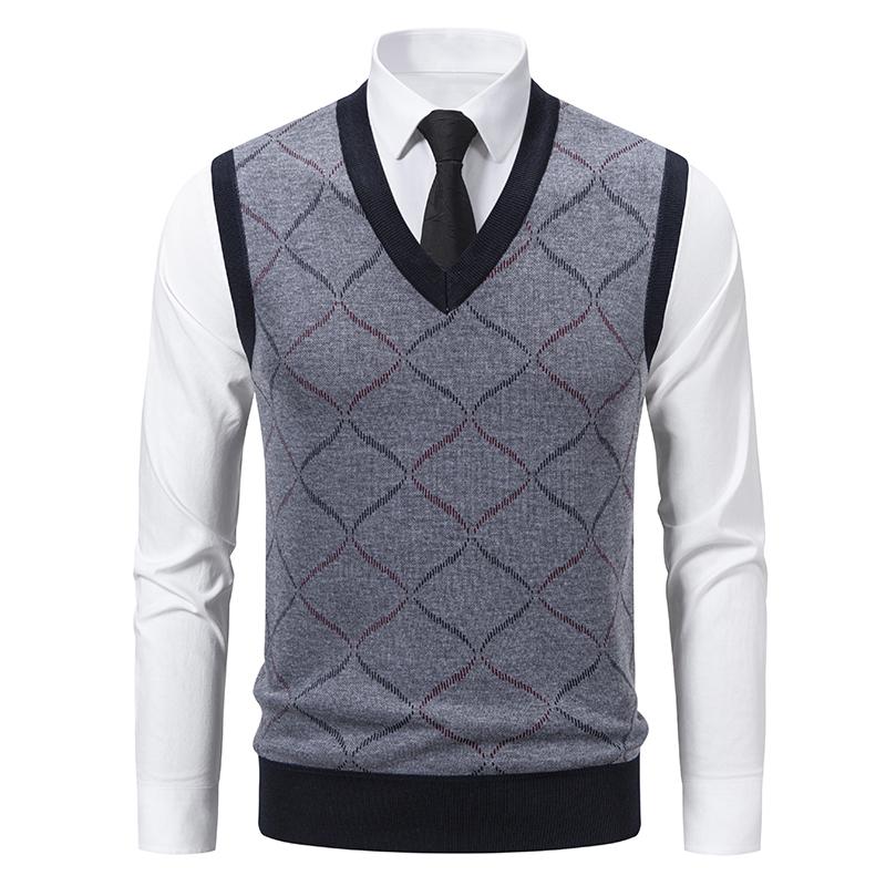 Mens Sleeveless Vest Pullover Spring Autumn V Neck Sweater Vest Knit Suit Vest Classic Waistcoat