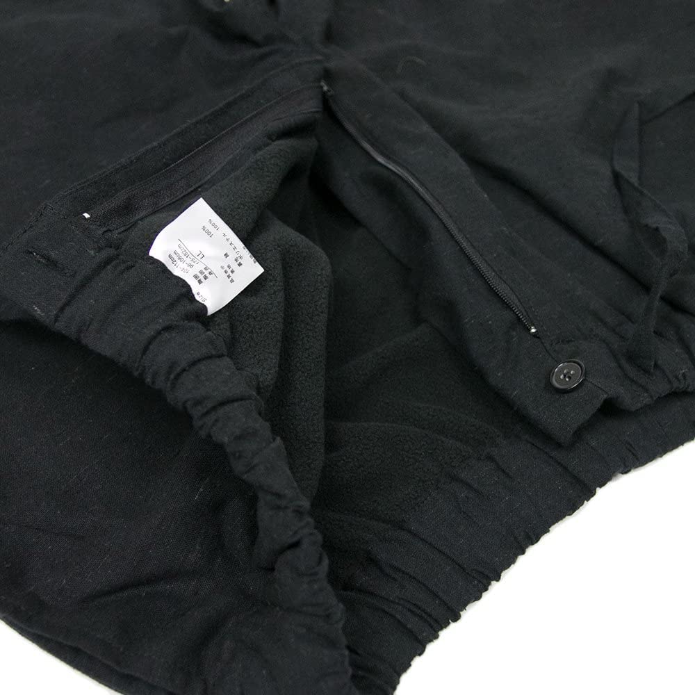 Kyoetsu Men's Winter Samue, Padded, Tsumugi-Style Fabric with Fleece Lining, Size 16 (M, Black)