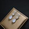 Luxury Zircon Flower Jewelry Set Geometric Drop Necklace Earrings Bracelet 3PCS