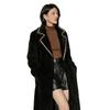 Retro Style Black Long Double-sided Woolen Jacket Women's Suit Collar Waist Coat Temperament Celebrity High Sense