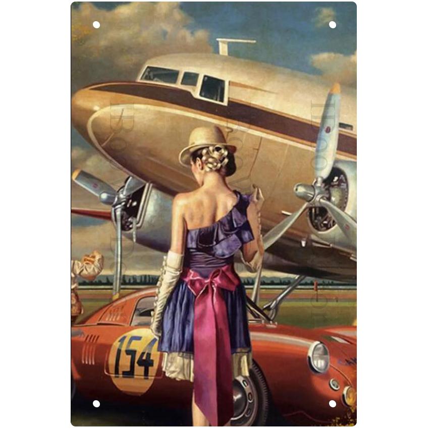 Airplane Fighter Vintage Metal Signs American Style Aircraft Wall Sticker Painting Poster Pub Bar Room Decor