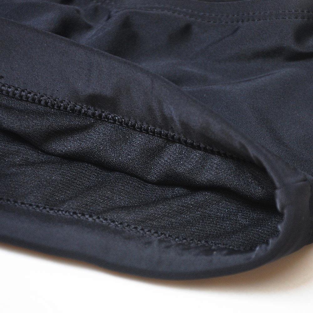 Men's Black Nylon Square Leg Swim Trunks - Solid Color, Simple, Loose Fit, Plus Size Fashion Swimwear.