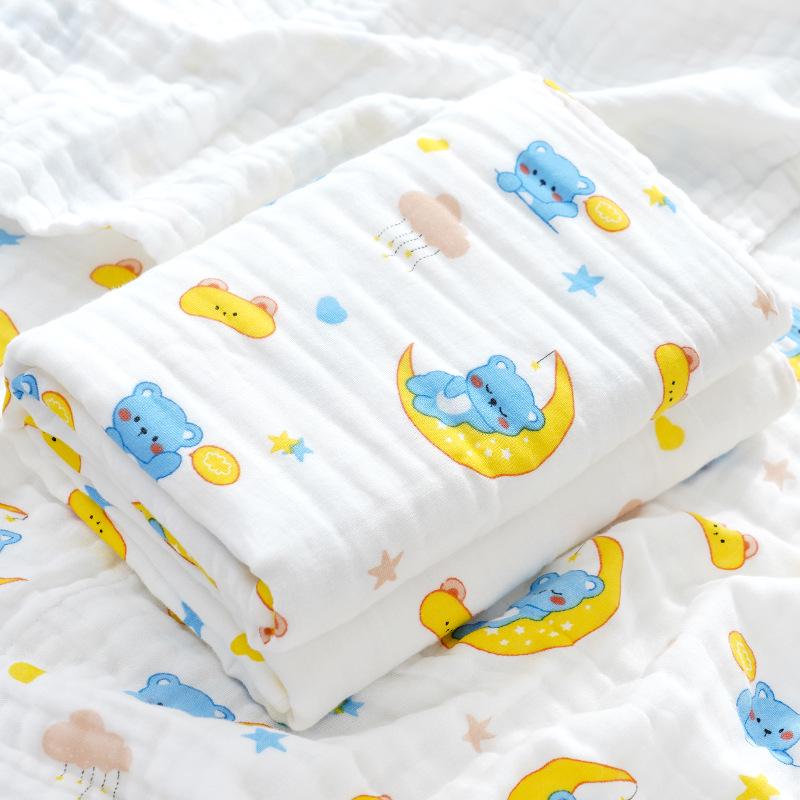 High-Density Six-Layer Pure Cotton Baby Bath Towel and Swaddling Blanket for Newborns and Children