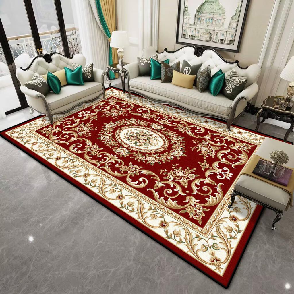 Persian Style Red Large Living Room Carpet Soft Non-slip Decoration Home Dining Room Rug Easy Clean Coffee Tables Mat Washable