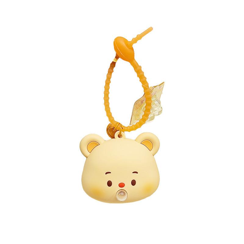 Style Cute Cartoon Silicone Cream Bear Bubble Pendant Keychain For Gift Trendy