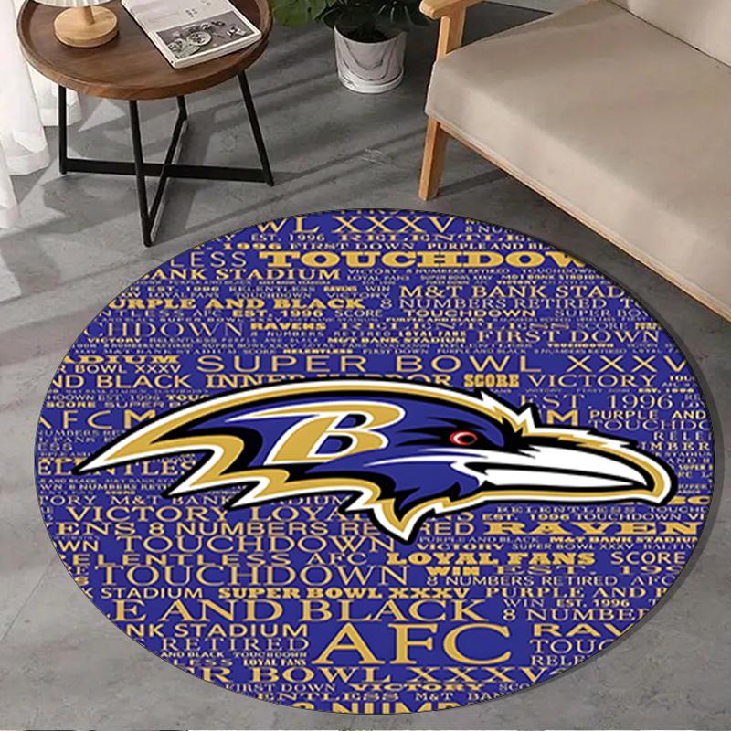 Baltimore Logo Art Round Rug for Livingroom,Bedroom, Palyroom, Chair Rug, Area rug, Circle Carpet, Large Size Fan Christmas gift