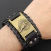 Trendy Wide Leather Woven Viking Rune Bracelet for Men Hip Hop Punk Jewelry Accessory Nordic Crow Charm Fashion