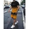 New Men's Summer Street Trendy Letter Printed Comfortable Breathable Round Neck T-shirt Shorts Set Outdoor High Street Clothing