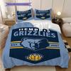 Memphis Grizzlies Bold Blue Yellow Spirit Bedding(1 * Duvet Cover + 2 * Pillowcase, Without core)Soft and Comfortable Duvet Cover and Pillowcase