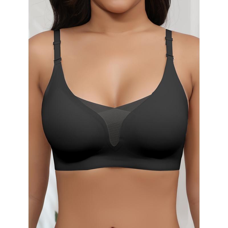Women's Plus Size Seamless Wireless Bra, Adjustable Strap Full Coverage Comfort Bra