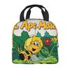 Maya The Bee With Flowers Cartoon Insulated Lunch Bags Food Bag Portable Thermal Cooler Lunch Boxes For Picnic