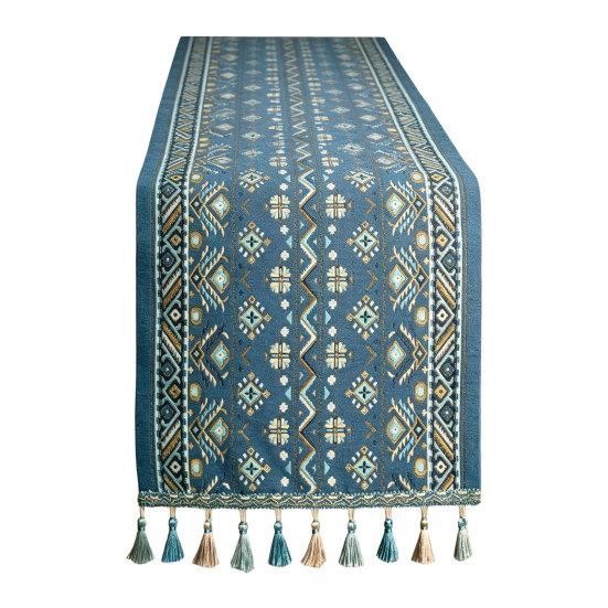 Jacquard Tischläufer Läufer, Vintage Floral Elegant Dekorativ mit Quasten für Esstisch Zuhause Party Dekor Hoch