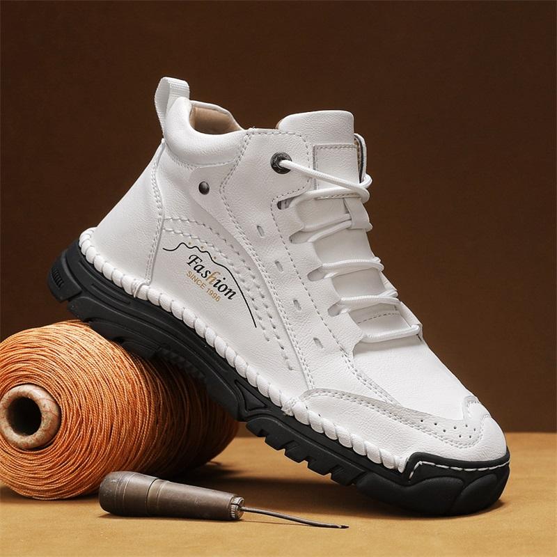 Men's High-top Leather Boots Casual Sneakers Outdoor Shoes