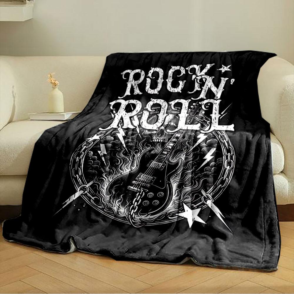 Rock 'n' Roll Skull Guitar Blanket for all seasons blanket lunch break throw gift