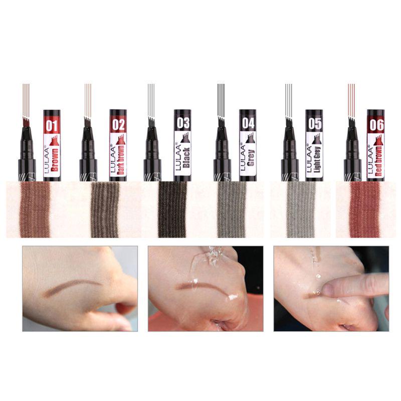 Waterproof Sweatproof Eyebrow Pen 4-Head Fork Tip Eye Brow Enhancer Long Lasting Eyebrow