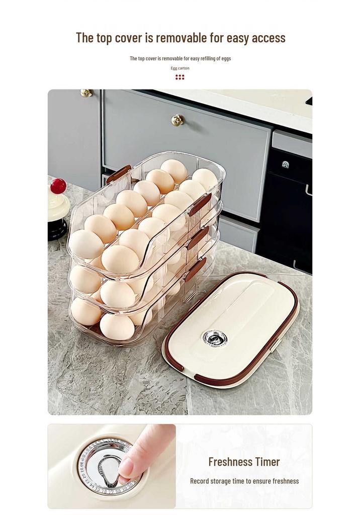 Automatic Multi-layer Rolling Egg Organizer for Refrigerator Door