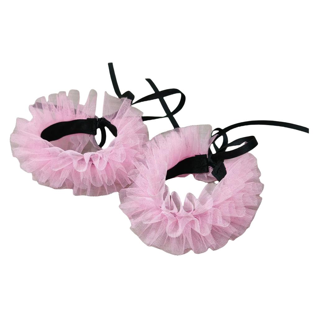 Women's Colorful Mesh Ruffle Detachable Collar Wrist Cuffs Fashionable Neck Accessory for Daily Wear and Parties Event