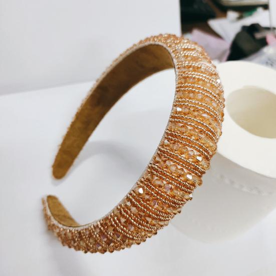 Handmade Braided Elegant Girls Hair Hoop Full Faux Crystal Beads Decor Luxury Hairband Hair Accessories