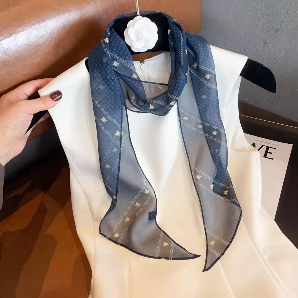 Thin silk Qiaoqi narrow version 111 mulberry silk long silk scarf small scarf spring and autumn summer streamer Korean version female versatile