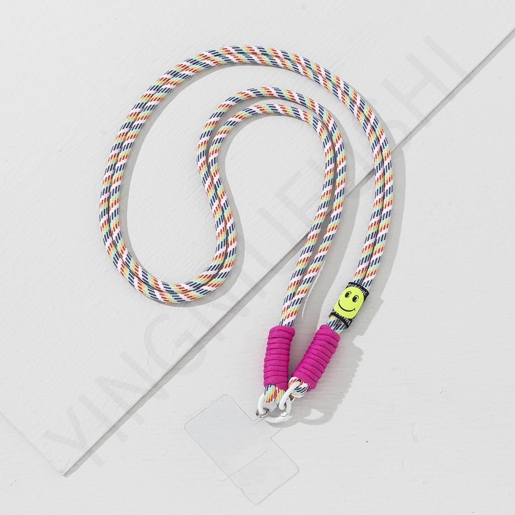 Hand-woven Messenger Mobile Phone Lanyard, Long Color Matching Double-ended Round Buckle, Mobile Phone Back Clip, Adjustable Lanyard