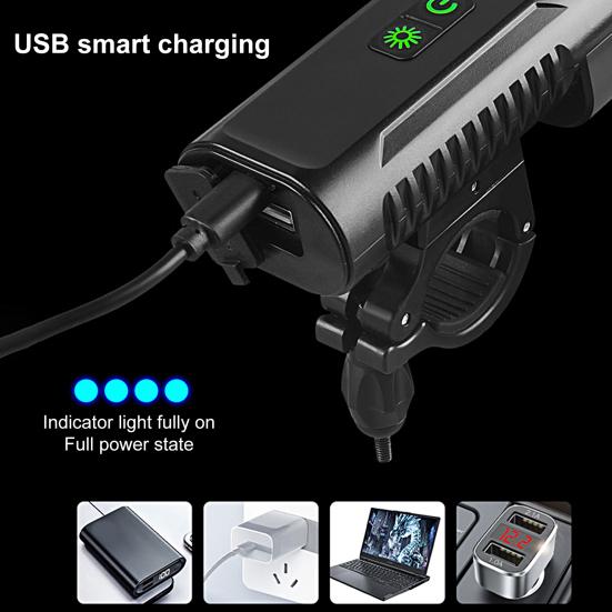 Przednia lampka rowerowa Super Jasna USB Ładowalna Szybkozłączka Wyświetlacz Mocy Wysoka Decybela