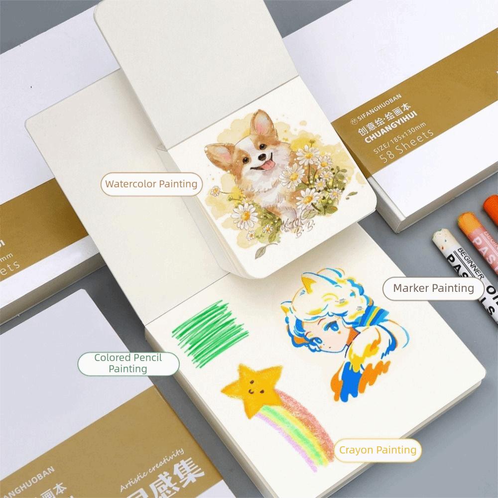 High-quality Thick Paper Paint Book 58 Sheets Not Transparent To Ink Sketchbook Inspiration Record Tearable Notebook Office
