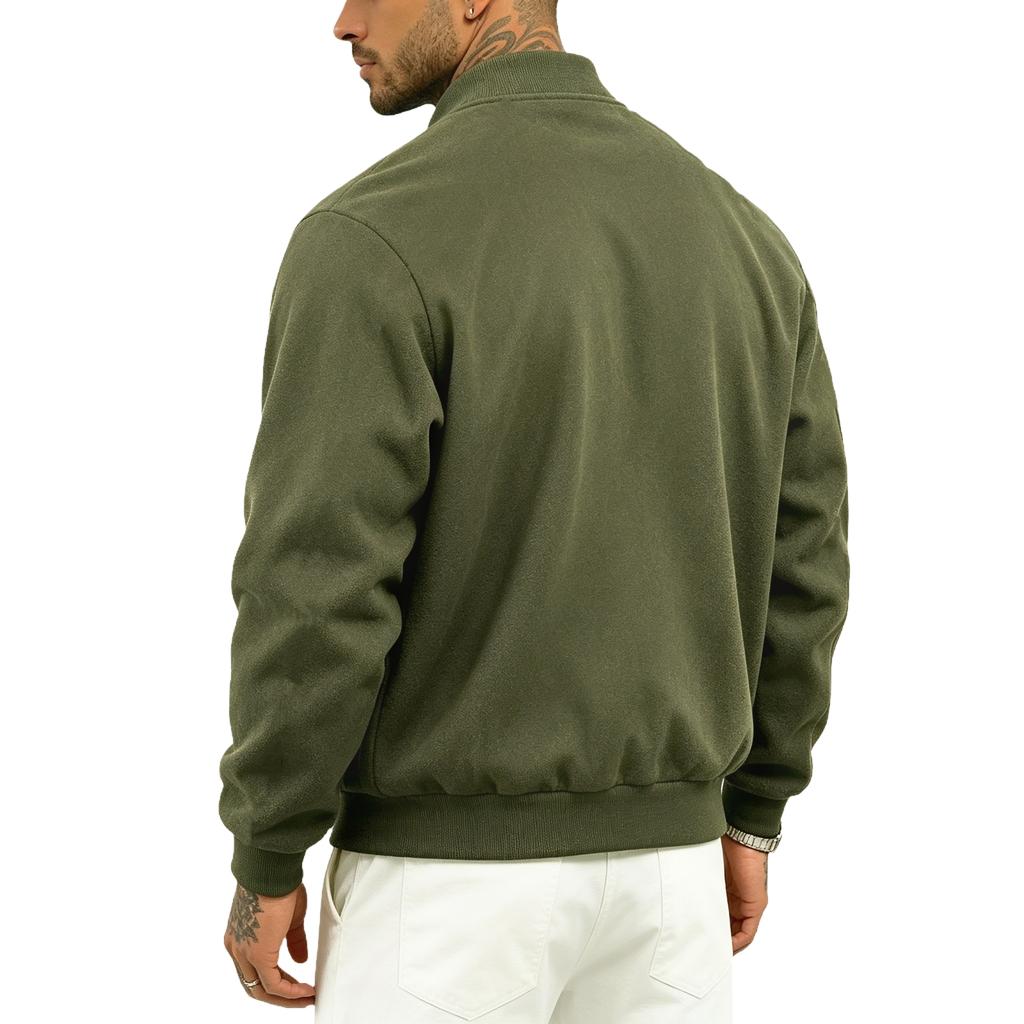 Men's Color Lined Zip Up Jacket Casual Long Sleeve Cardigan Coat