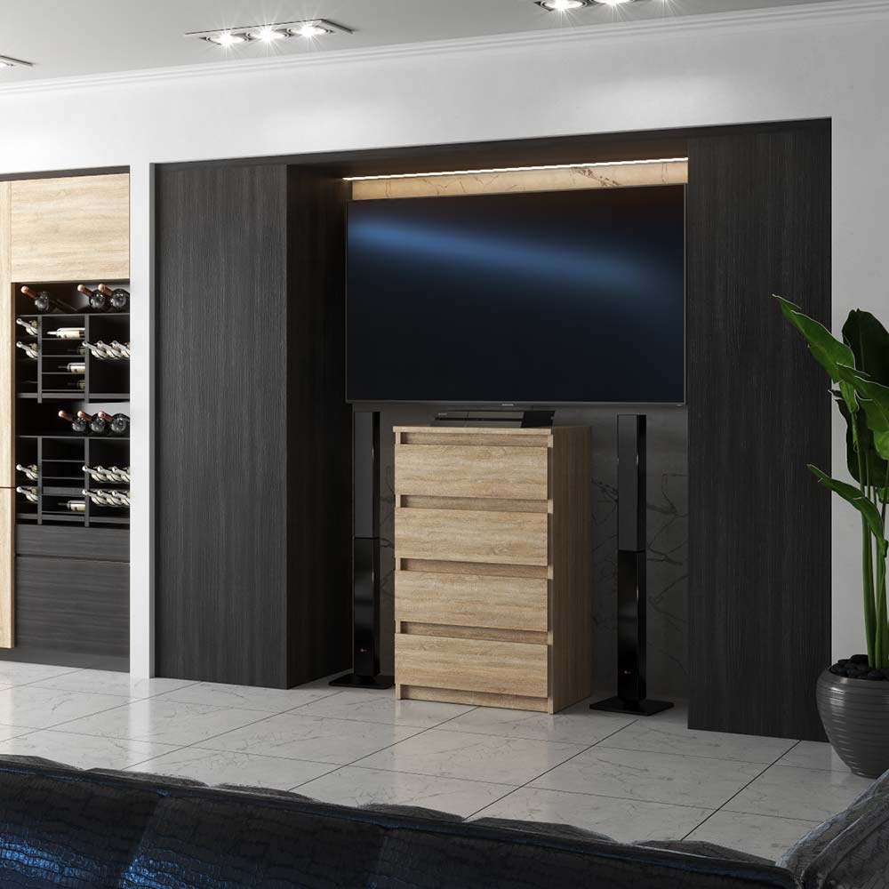 Sonoma Oak Chest of Drawers with 4 Drawers 60 CM TV Cabinet Living Room Bedroom Furniture