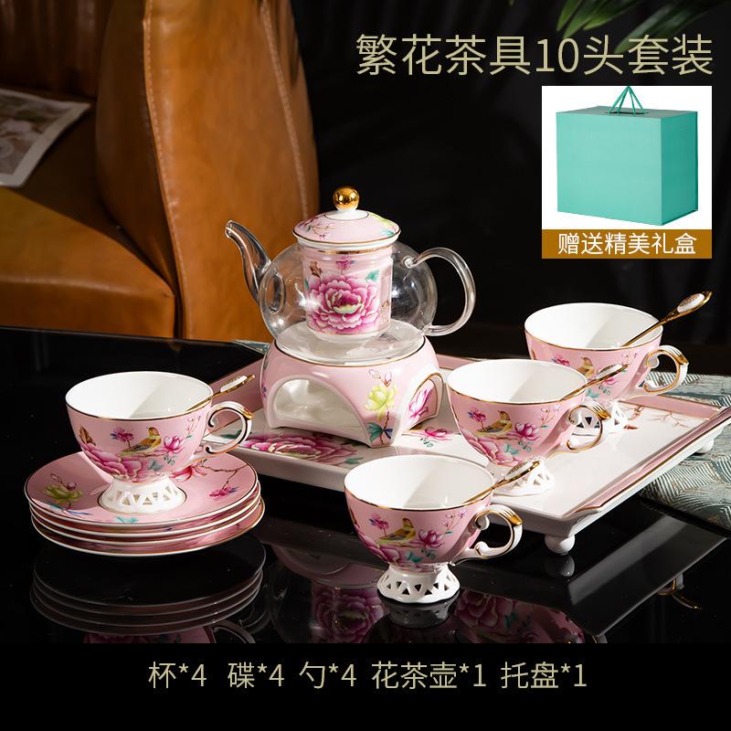 Premium Flower Teapot, Health Pot, Afternoon Tea Set, Ceramic Coffee Cup, Saucer, Spoon, Multi-Person Set For 2 People