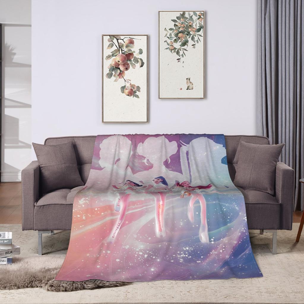 Warm Soft Blankets KPop Demon Hunters Golden Music Throw Blanket Flannel Bedspread For Living Room Street Trend Sofa Bed Cover