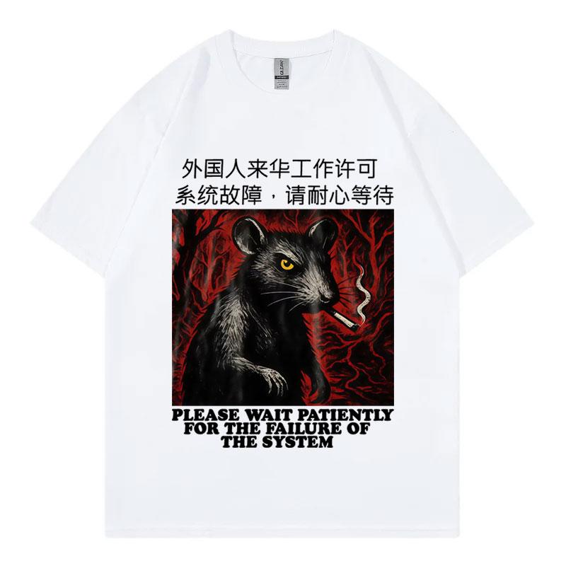 Chinesische Ratte Raucher Meme Grafik T-Shirts Gothic Vintage Kurzarm T-Shirts Unisex Damen Lässige Mode Lockeres T-Shirt Streetwear