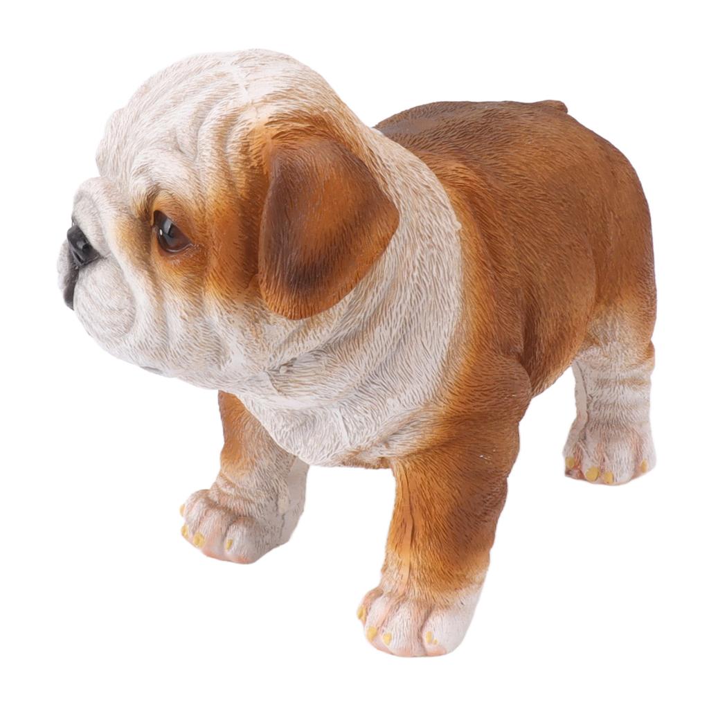 English Bulldog Puppy Statue Lifelike Resin Bulldog Sculpture for Garden Lawn Porch Decoration