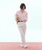 Okuka Shiny Wide Denim Pants - White