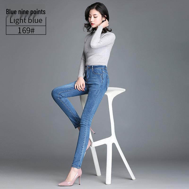 2023 Women's High Waist Skinny Light Blue Jeans - Slimming and Stretchy Summer Pencil Pants