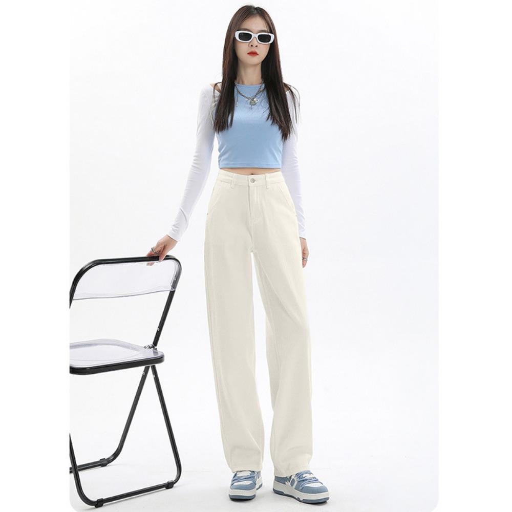Spring new commuter fashion jeans women's loose high waist slim straight pants mopping jeans ins tide