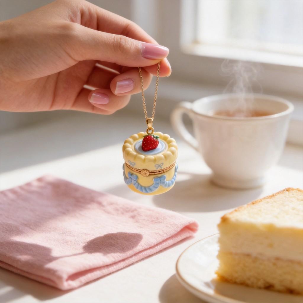Colar com Pingente em Formato de Bolo de Cobre Galvanizado Para Uso Casual