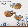 Realistic Fish Print 3 Pcs Wood Nautical Beach Wall Decor, Rustic Hanging Bathroom Decor Coastal Sculpture for Lake House, Ocean Room, Bathroom,