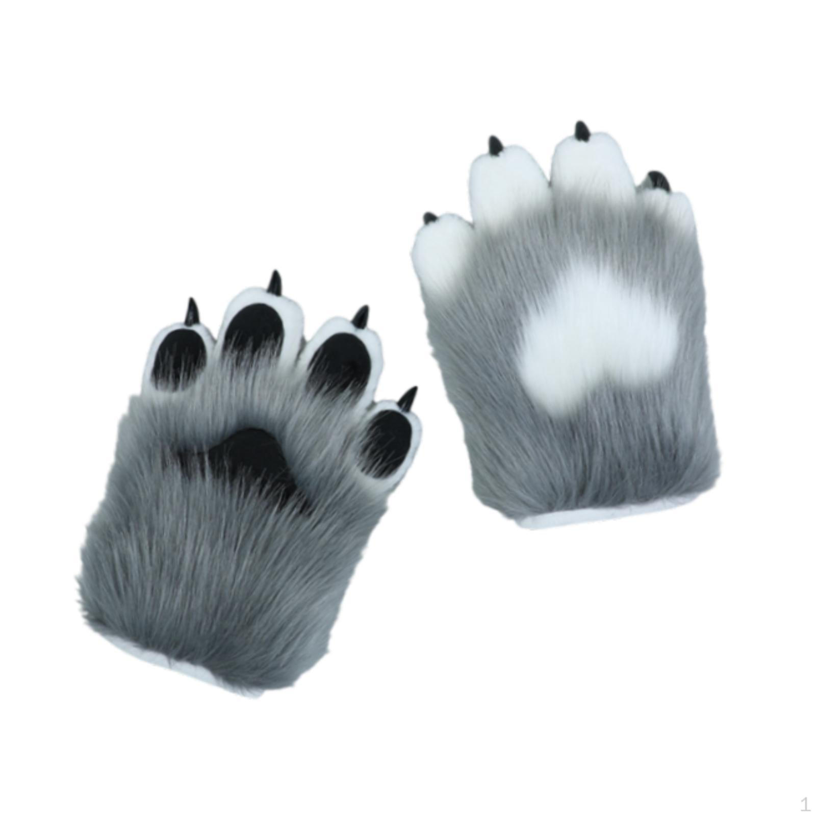 

Перчатки-лапки кошки Девочки Реквизит Плюшевые для Маскарада Ночного клуба Хэллоуина серый