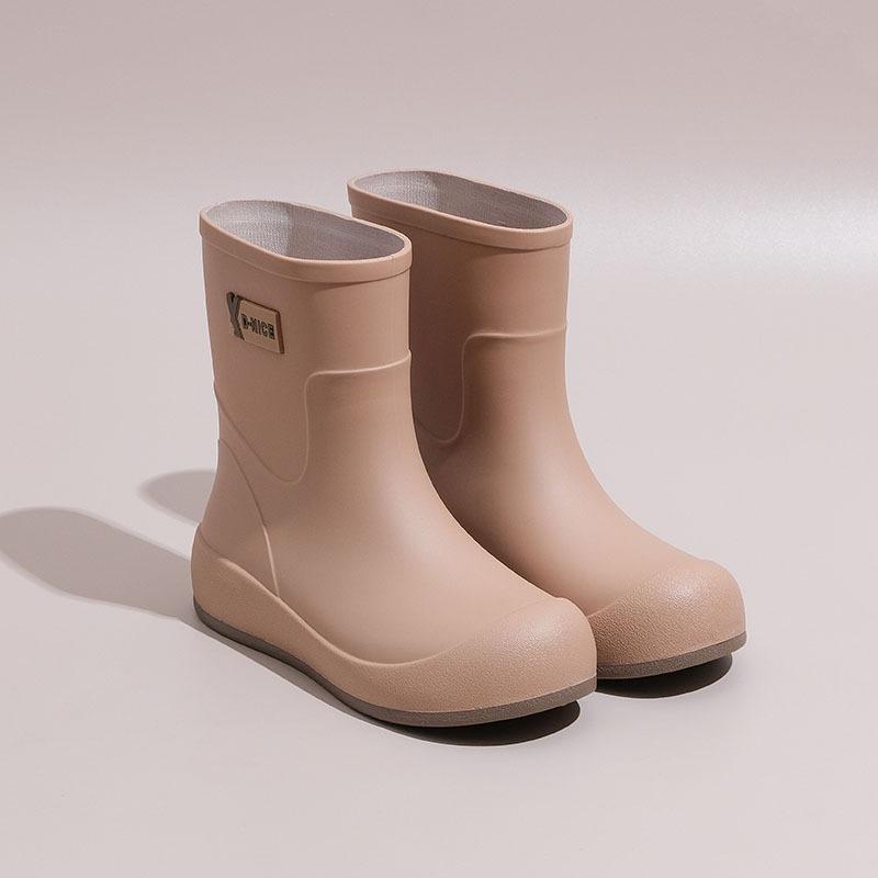 Women's Rain Shoes Rain Boots Medium Tube Velvet Warm Water Shoes Non-slip Waterproof Fashion Rubber Shoes