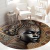 Vintage African Tribal Round Rug, Intricate Geometric Pattern Mat, Soft Washable Polyester Carpet for Living Room, Bedroom Decor