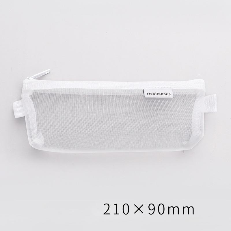Simple Transparent Mesh Pencil Case Storage Student Pencil Bag Large Capacity Pouches Stationery
