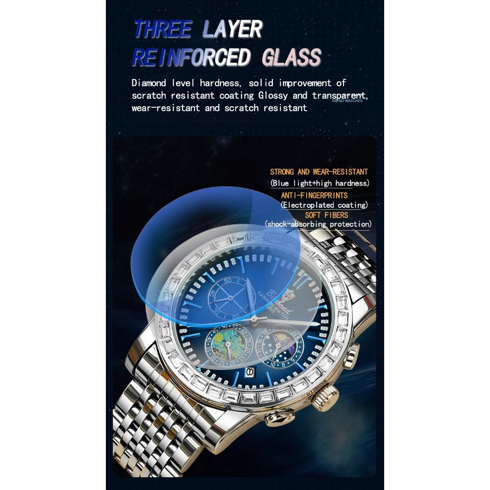 BINBOND Luxury Scratch-Resistant Quartz Wristwatches For Men Luminous Waterproof Auto Date Men's Watch Sports Casual