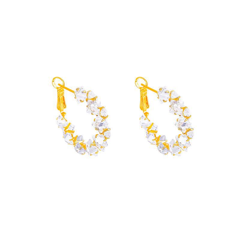 Niche High-End Crystal Earrings: Versatile, Exaggerated Large Hoops for Women